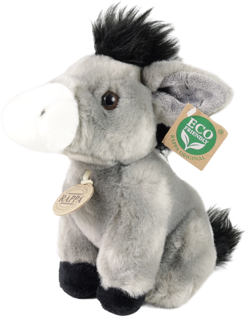 Jucărie de pluș Rappa Eco Friends - Măgar, așezat, 18 cm