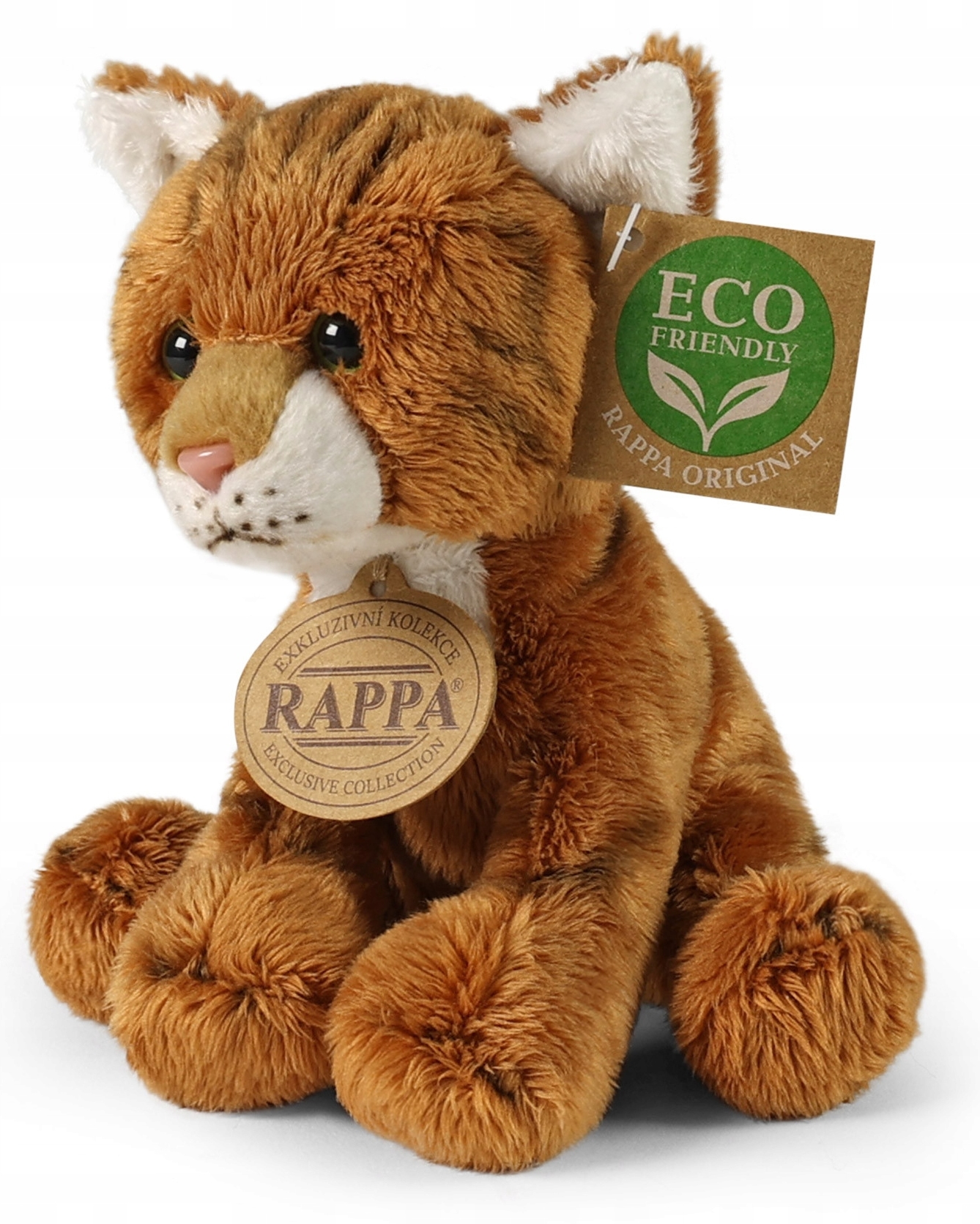 Jucărie de pluș Rappa Eco friends - Pisică roșcată, șezândă, 14 cm