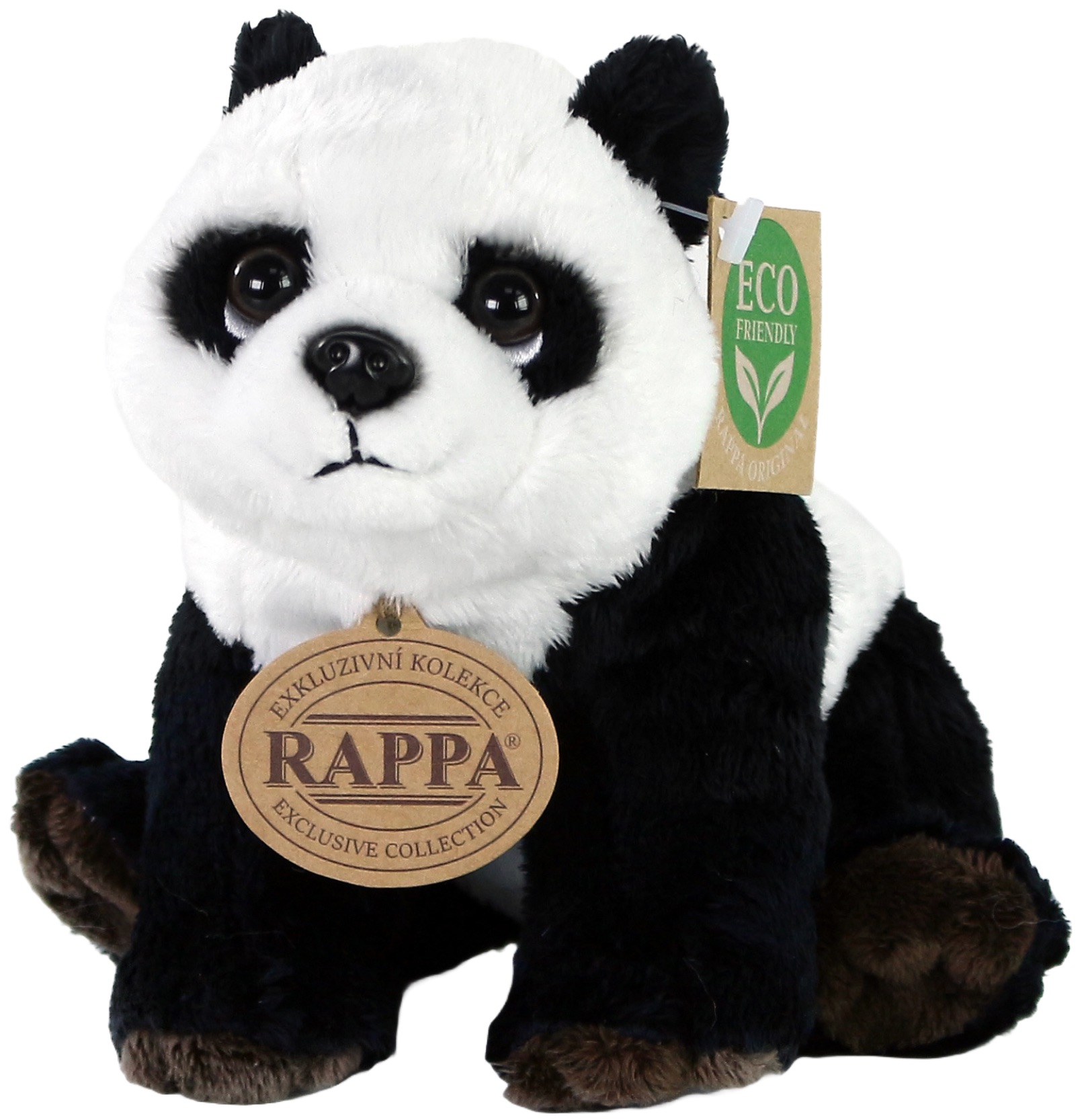 Jucărie de pluș  Rappa Eco prieteni - Panda așezată, 18 cm