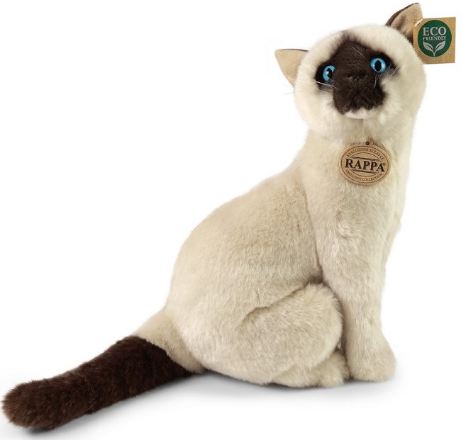 Jucărie de pluș  Rappa Eco Friends  - Pisica siameză, șezând, 30 cm