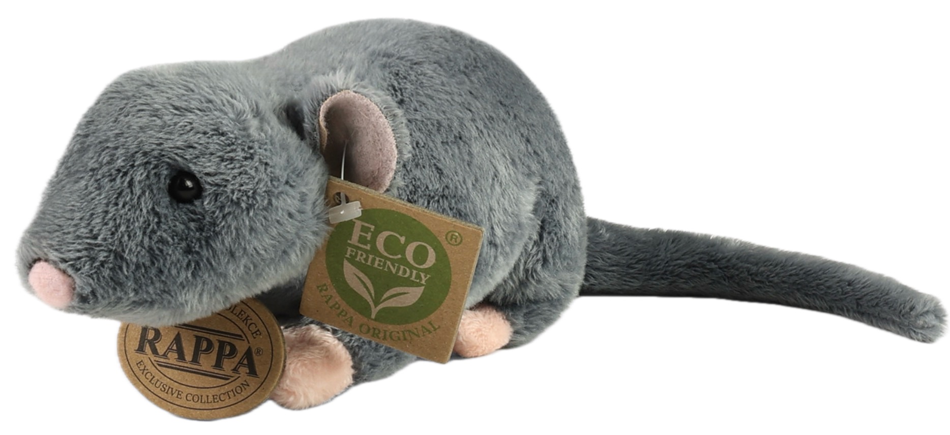 Jucărie de pluș Rappa Eco Friends - Șoarece gri, 21 cm
