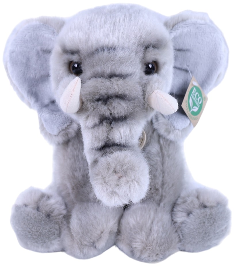 Jucărie de pluș Rappa Eco Friends - Elefant, așezat, 27 cm