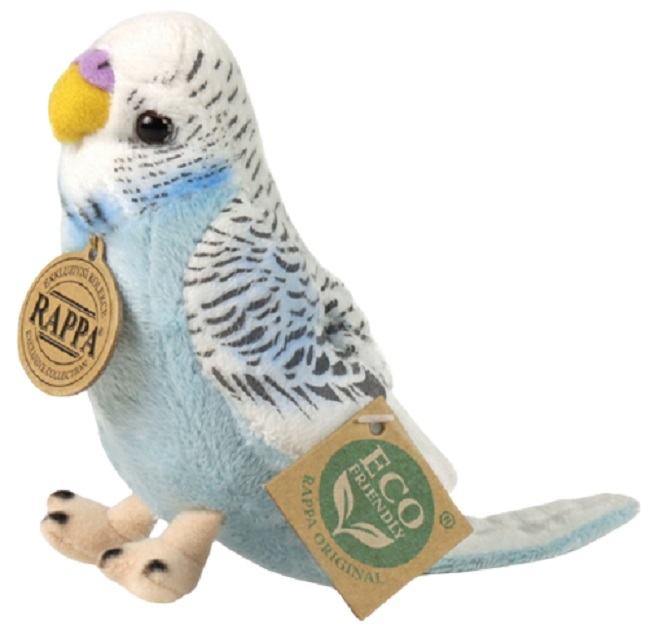 Jucărie de pluș Rappa Eco Friends - Papagal ondulat, albastru, 12 cm