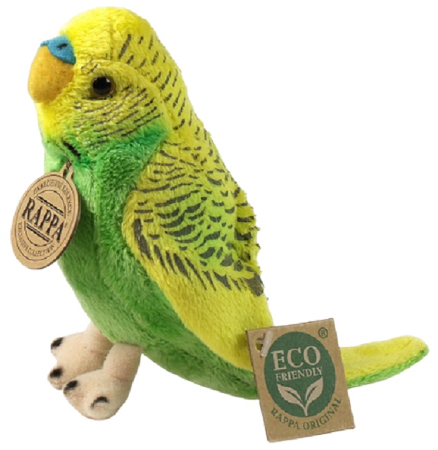 Jucărie de pluș Rappa Eco Friends - Papagal ondulat, verde, 12 cm
