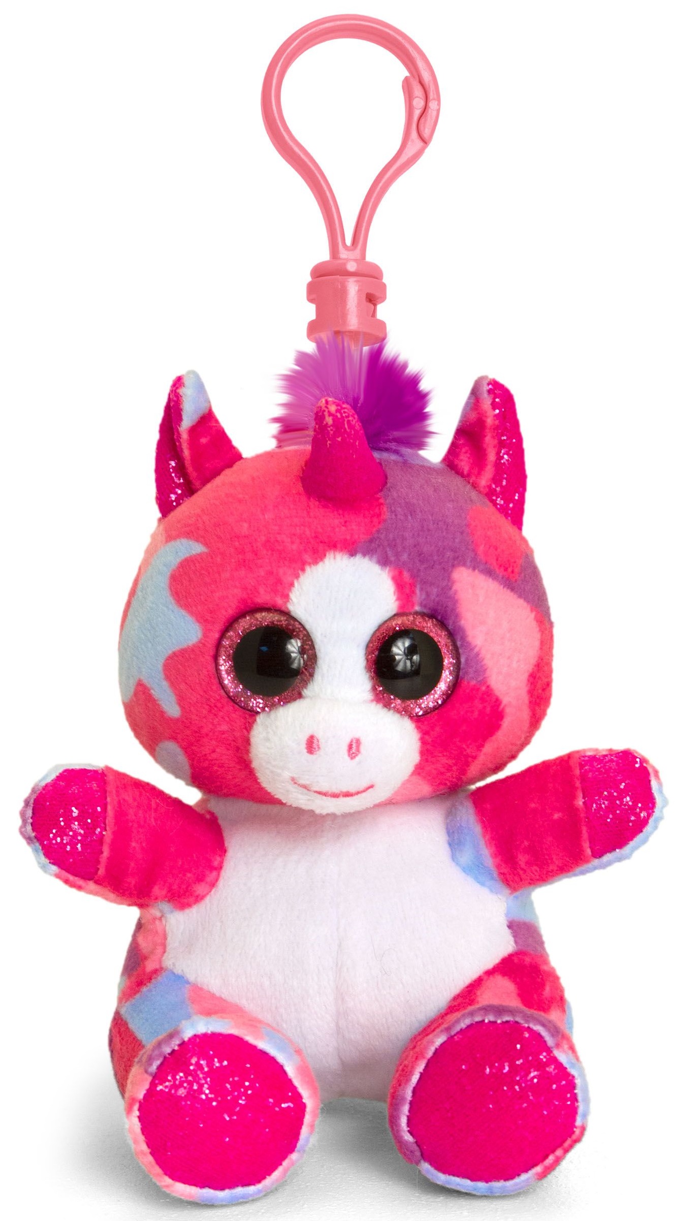 Jucarie de plus cu clips pentru rucsac Keel toys - Unicorn, roz, 12 cm