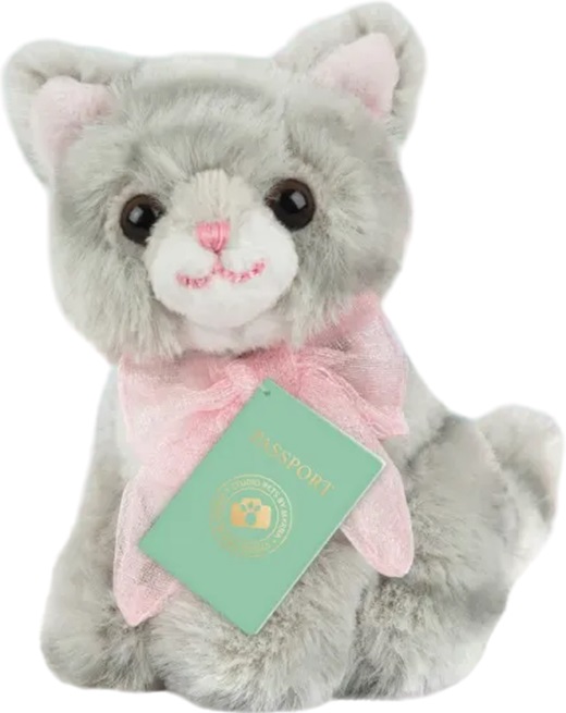 Jucărie de pluș  Studio Pets - Sticlă de apă Pisicuță Bella cu servietă, pașaport și autocolante, 8 cm