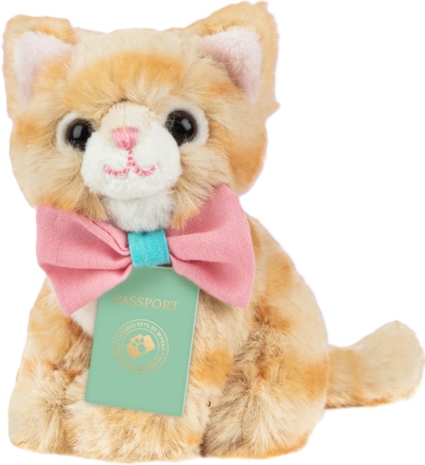 Jucărie de pluș  Studio Pets - Pisicuța Tommy cu servieta, pașaport și autocolante, 8 cm
