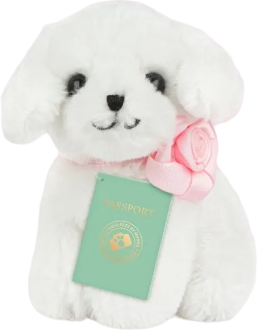 Jucărie de pluș  Studio Pets -Dog Flora cu servieta, pașaport și autocolante, 8 cm