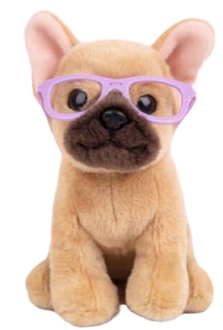Jucărie de pluș Studio Pets - Câine Bulldog Francez cu ochelari, Fredi