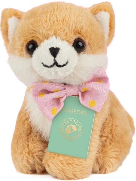 Jucărie de pluș  Studio Pets - Câine Pom Pom cu servietă, pașaport și autocolante, 8 cm