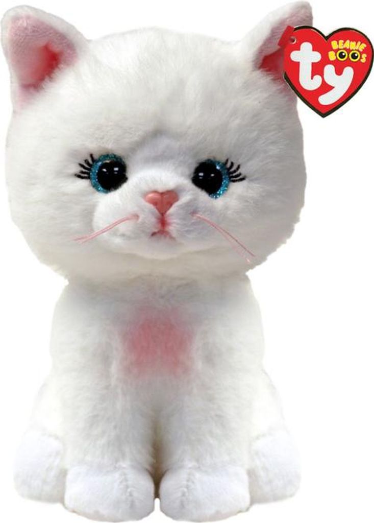 Jucărie de pluș  TY Toys Beanie Boos -Pisica Amelia, albă, 15 cm