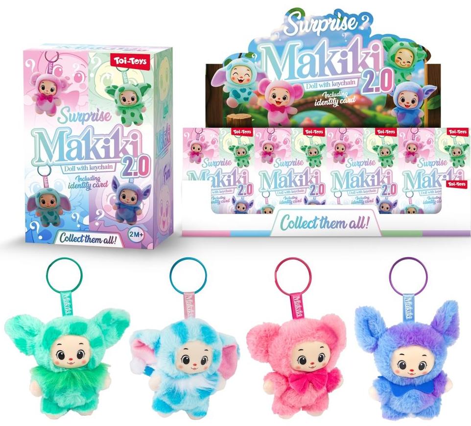 Jucărie de pluș pentru agățat Toi Toys - Makiki, 15 cm, sortiment