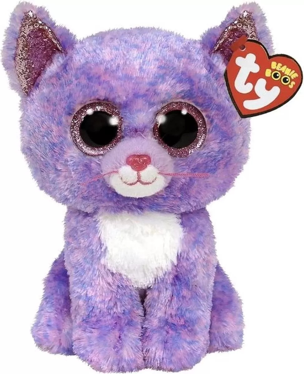Pisică de pluș TY Toys Beanie Boos - Mov, 24 cm