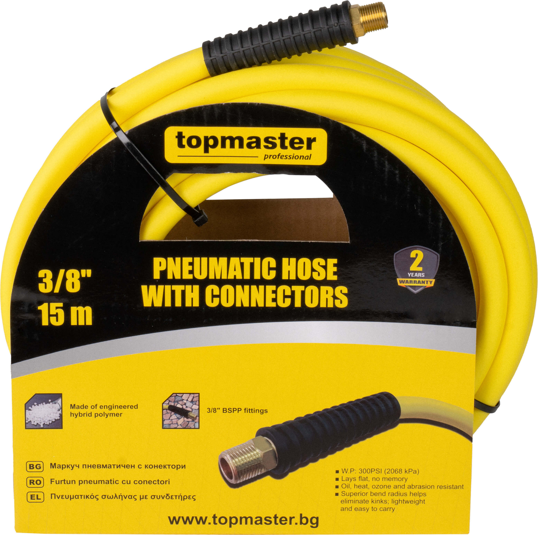 Furtun pneumatic Top Master - Pro, 15 m, 3/8'', cu conectori