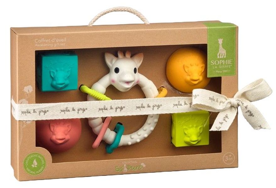 Set cadou Sophie la Girafe - Zornăitor rotund și 4 jucării moi