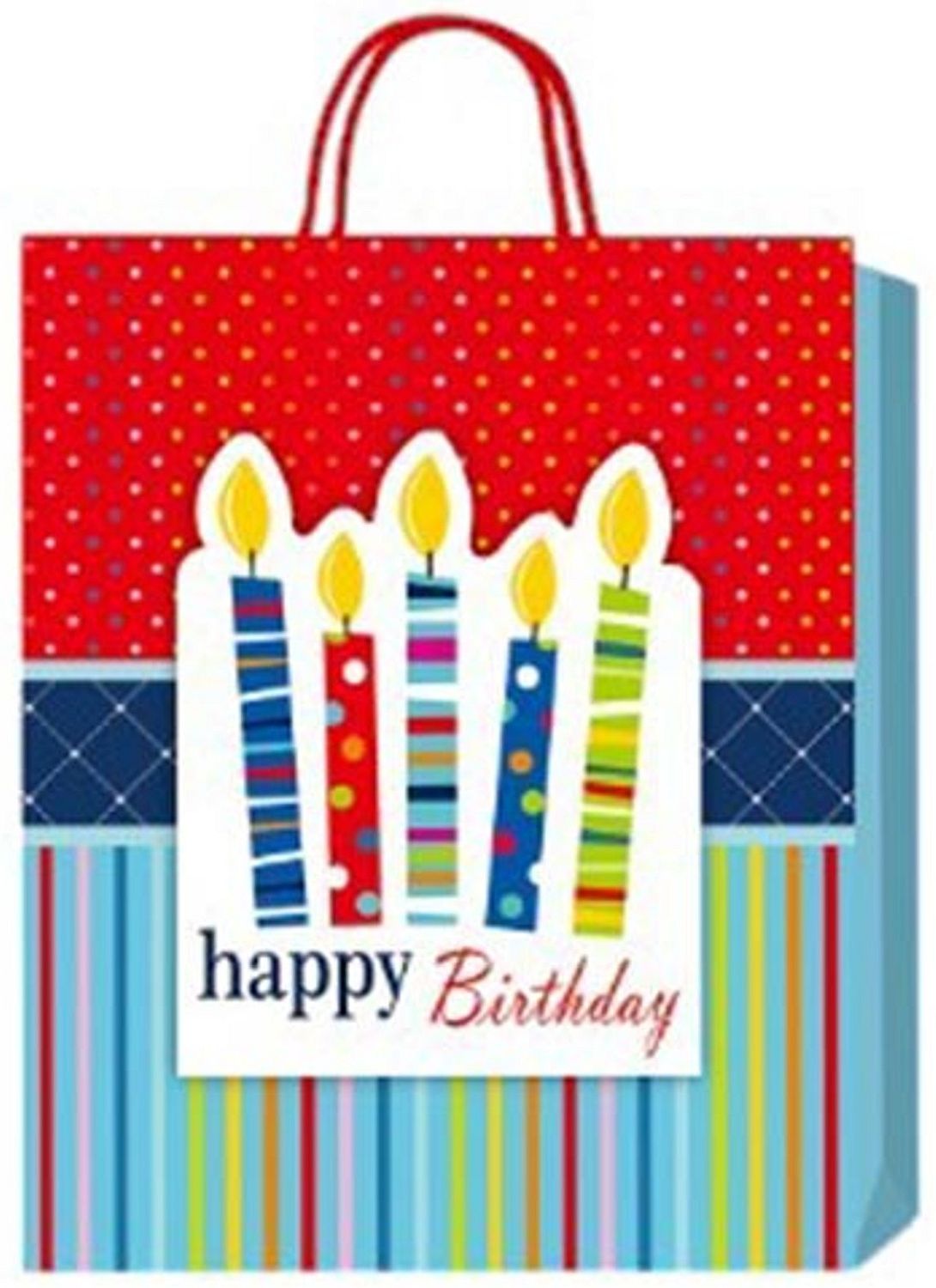 Pungă cadou 3D Happy Birthday - Lumânări, 26 х 32 х 10 cm