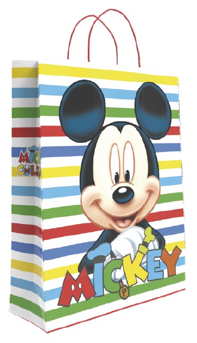Pungă cadou S. Cool - Mickey Mouse, linii colorate, L