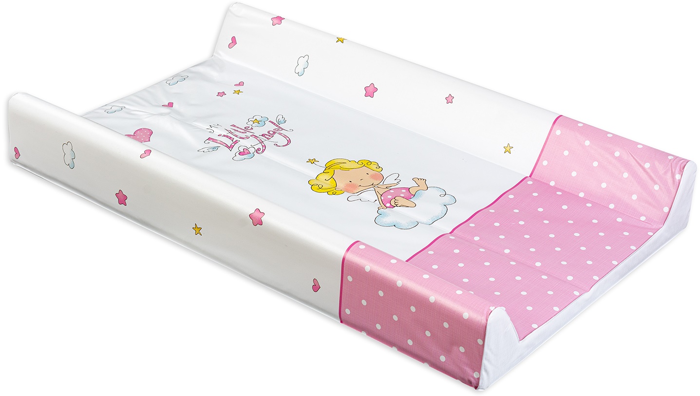 Saltea de înfășat cu bază dură Lorelli - Little Angel, alba/roz, 50 х 80 cm