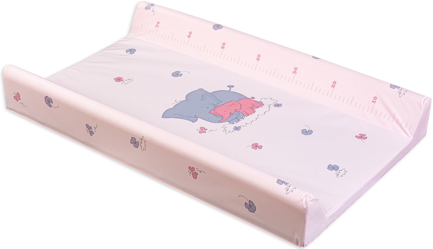 Saltea de înfășat cu bază dură Lorelli - Roz cu elefanti, 50 х 80 cm