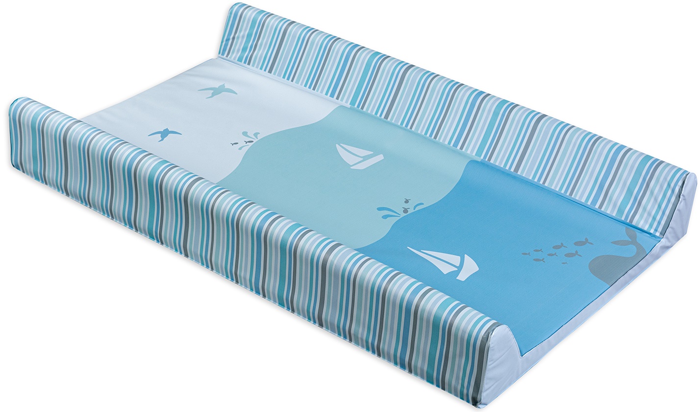 Saltea de înfășat cu bază dură Lorelli - Albastru cu barcuta, 50 х 80 cm