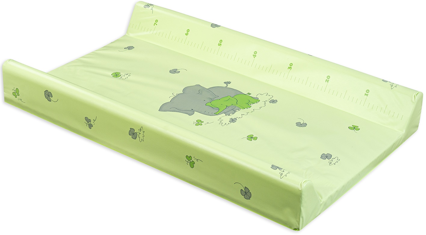 Saltea de înfășat cu bază dură Lorelli - Verde cu elefanti, 50 х 80 cm