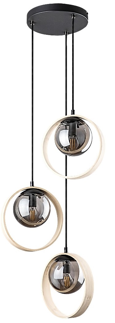 Candelabru triplu  Rabalux - Peyton 72063, IP20, E14, 3 x 15W, 230V, negru cu fag