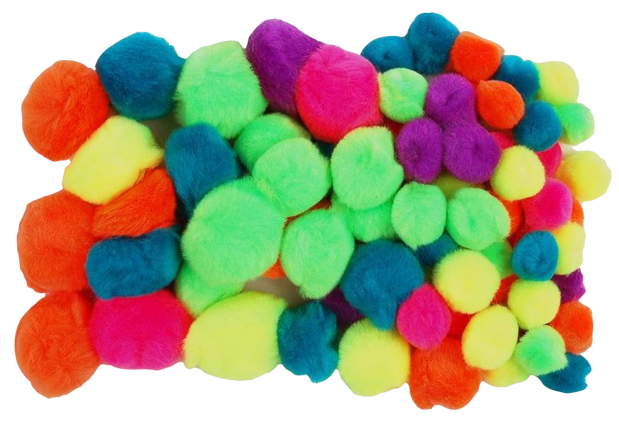 Pompoane Fandy - mix, neon, 78 buc.