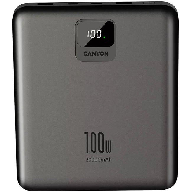 Baterie portabilă  Canyon - PB-2008 LED FLAT, 20000 mAh, Dark Grey