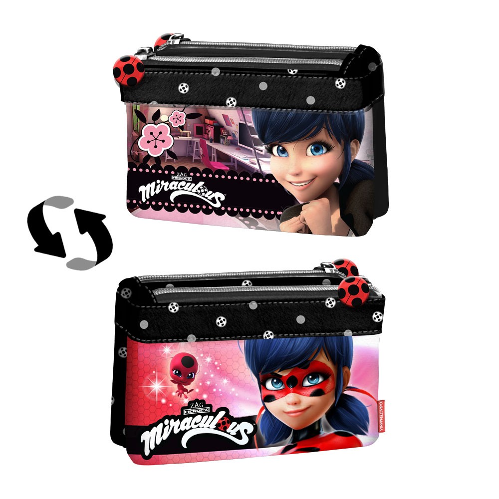 Portofel cu 2 fete si 2 fermoare Karactermania - Ladybug