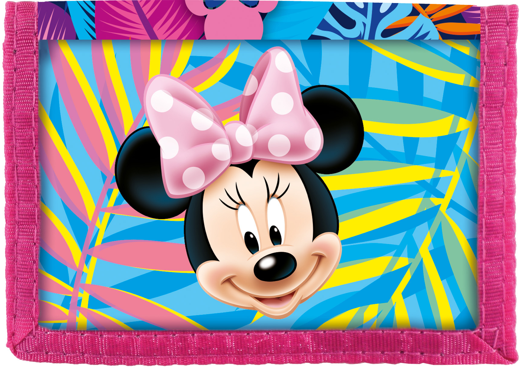 Portofel Derform Minnie Mouse - Spring Palms, cu curea velcro