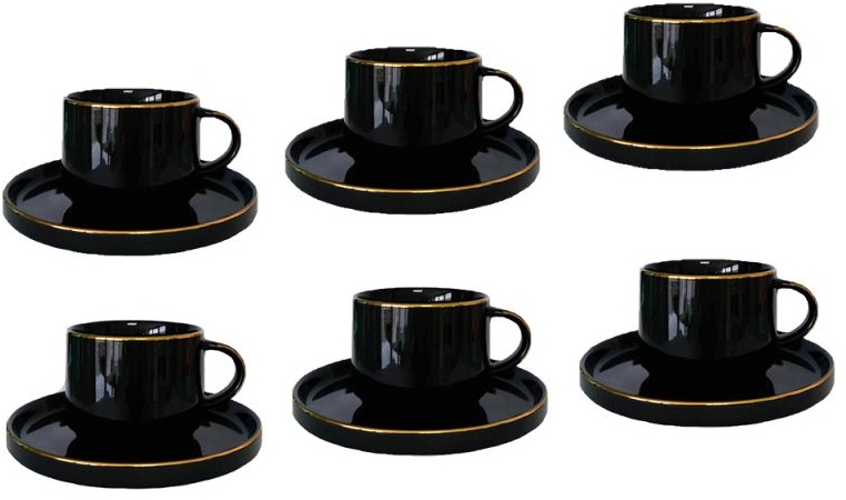 Serviciu porțelan Morello - Modern Black, 12 părți, 200 ml