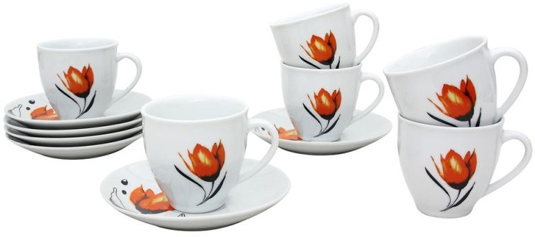 Serviciu porțelan Morello - Orange Tulip, 12 părți, 200 ml