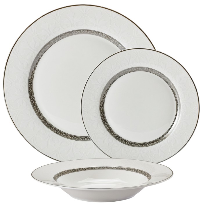 Set de porțelan pentru servit masa Morello - Elegant Silver, 18 piese