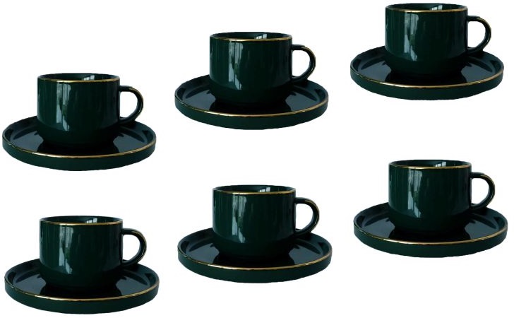Serviciu porțelan Morello - Modern Green, 12 părți, 200 ml