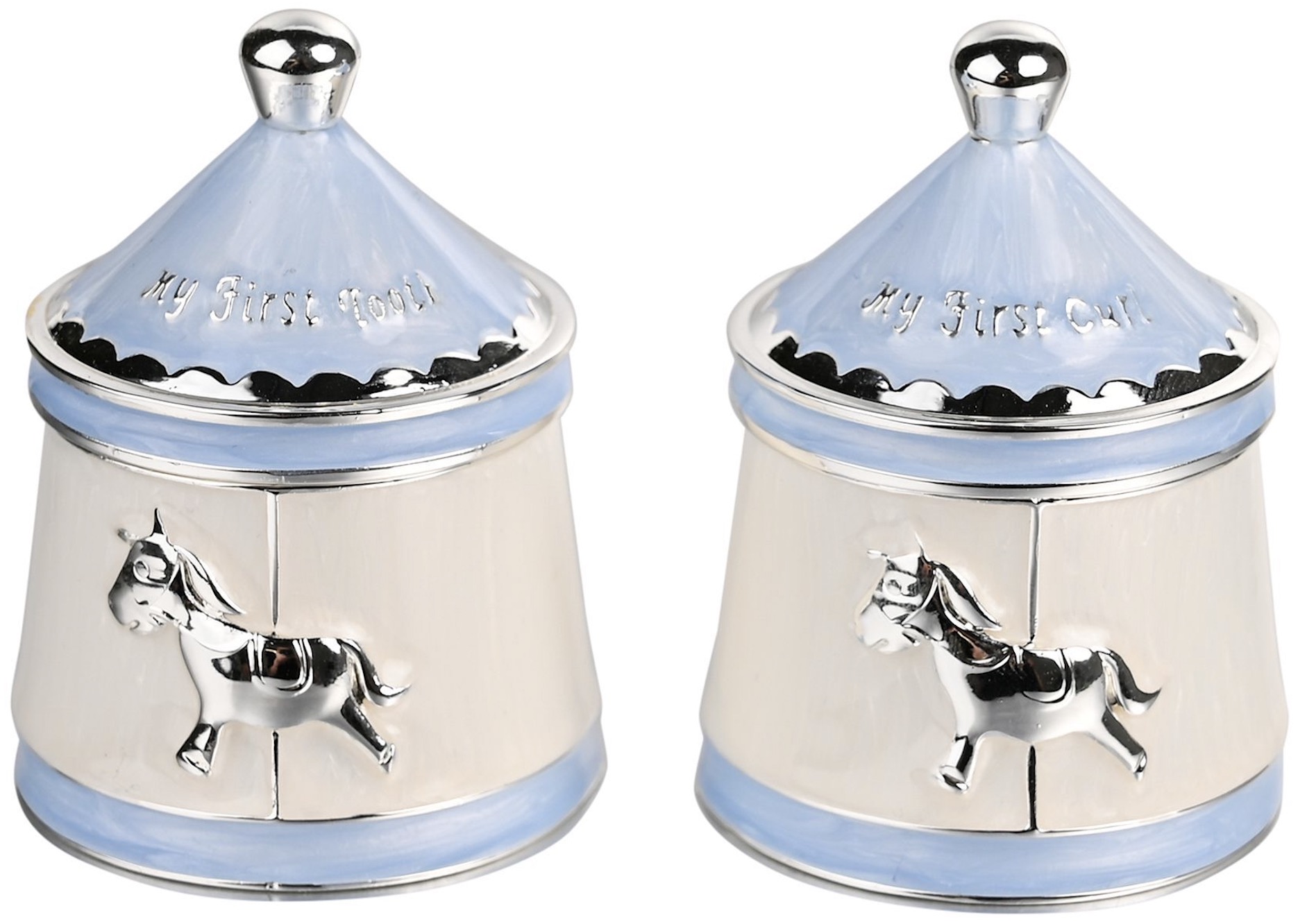 Cutiuțe argintate pentru dințișor și șuviță Widdop Bambino - Blue Carousel