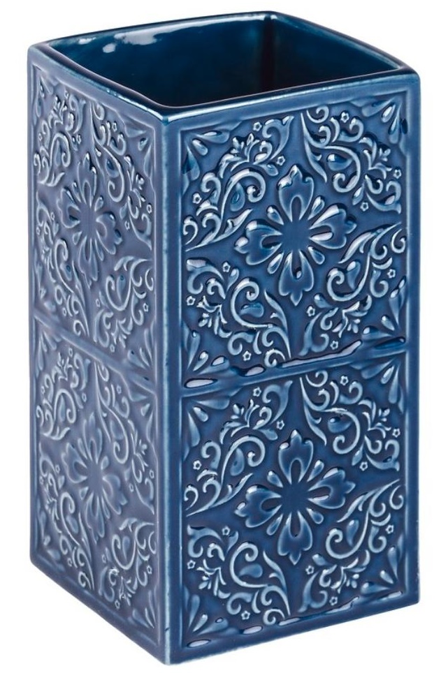 Suport pentru periuță de dinți Wenko - Cordoba, 6,5 x 12 x 6,5 cm, ceramică, albastru închis
