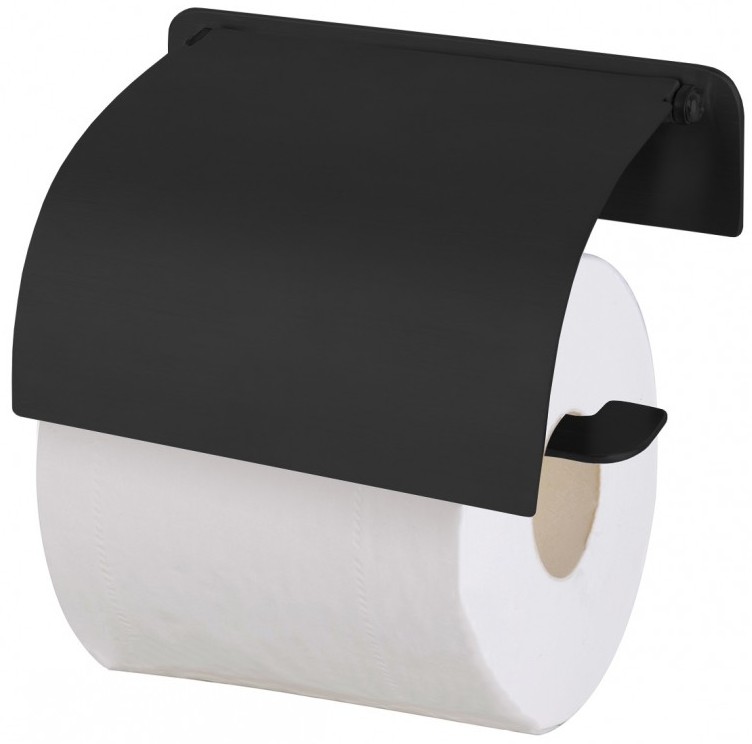 Suport pentru hârtie igienică cu capac Inter Ceramic - Eleanor, negru