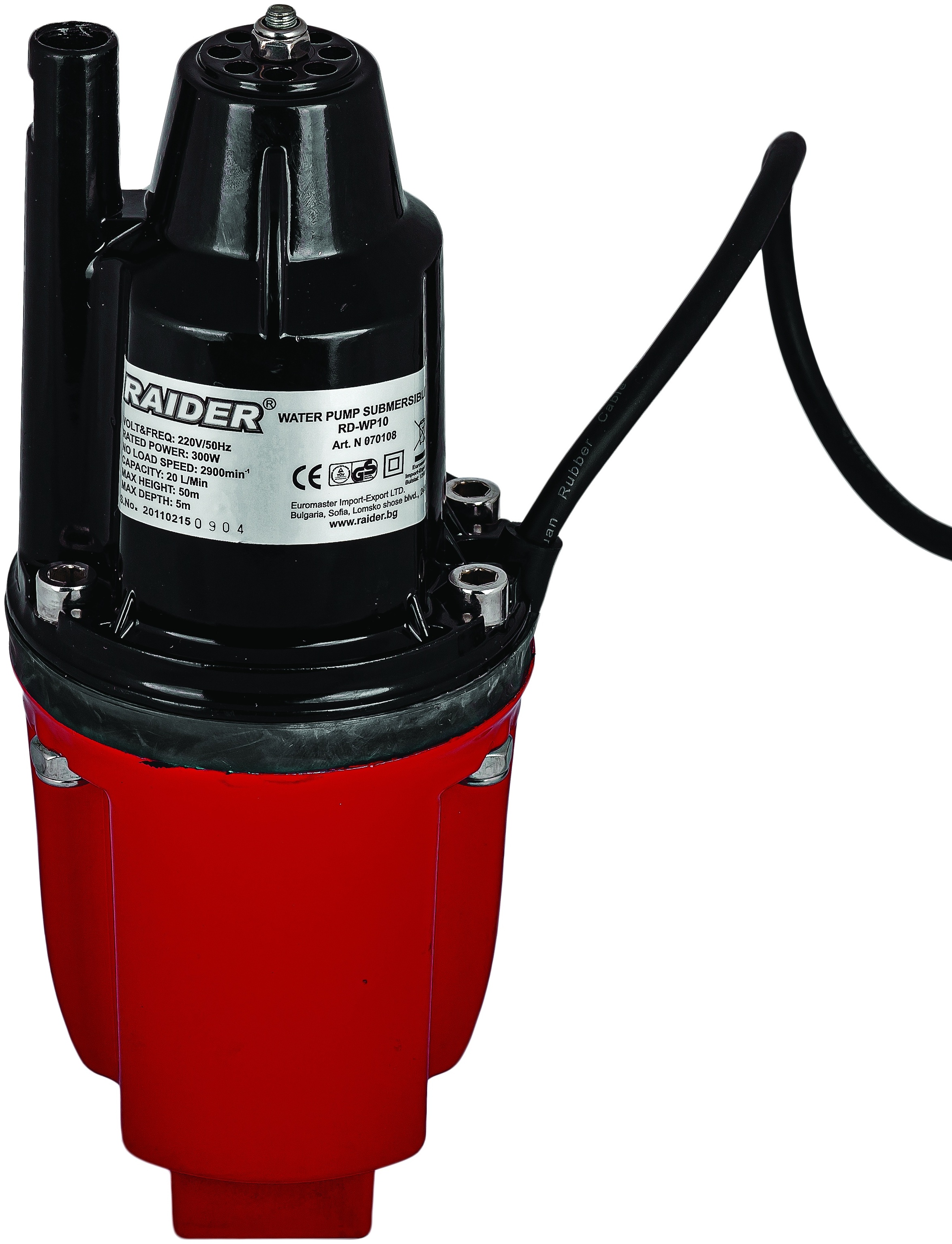 Pompă submersibilă de apă Raider - RD-WP18, 300W, 3/4'', 18 l/min, 60 m