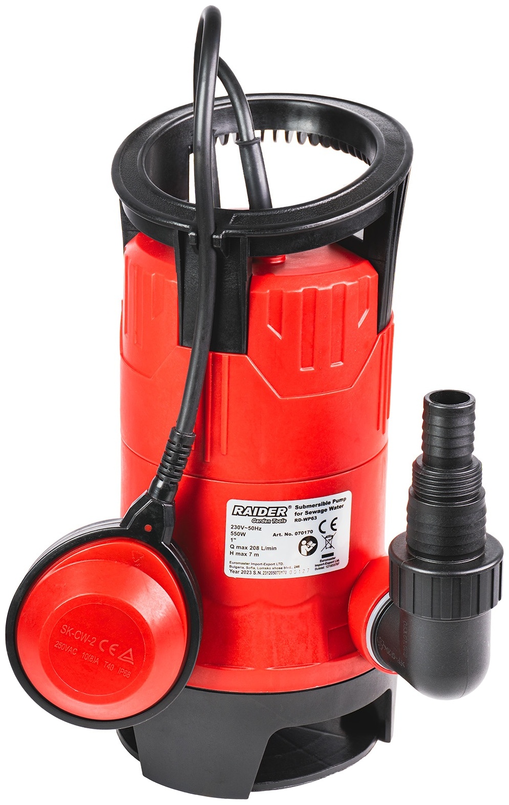 Pompă submersibilă de apă Raider - RD-WP63, 550W, 1'', 208 l/min, 7 m
