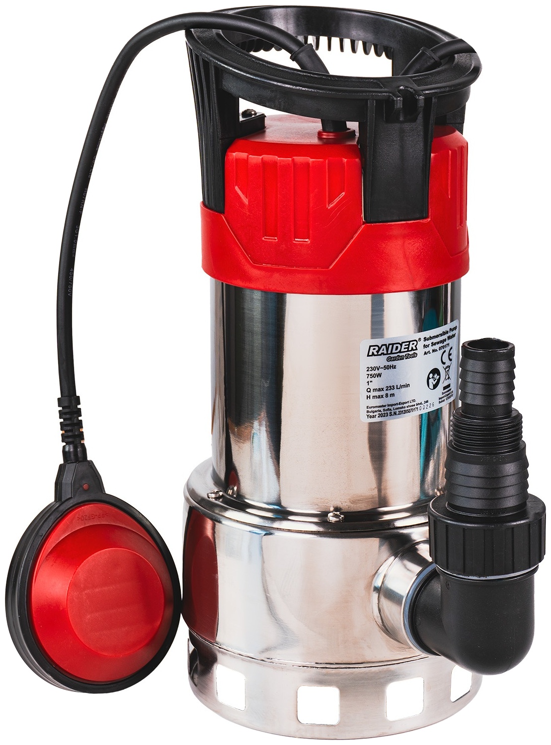 Pompă submersibilă de apă Raider - RD-WP64, 750W, 1'', 233l/min, 8 m