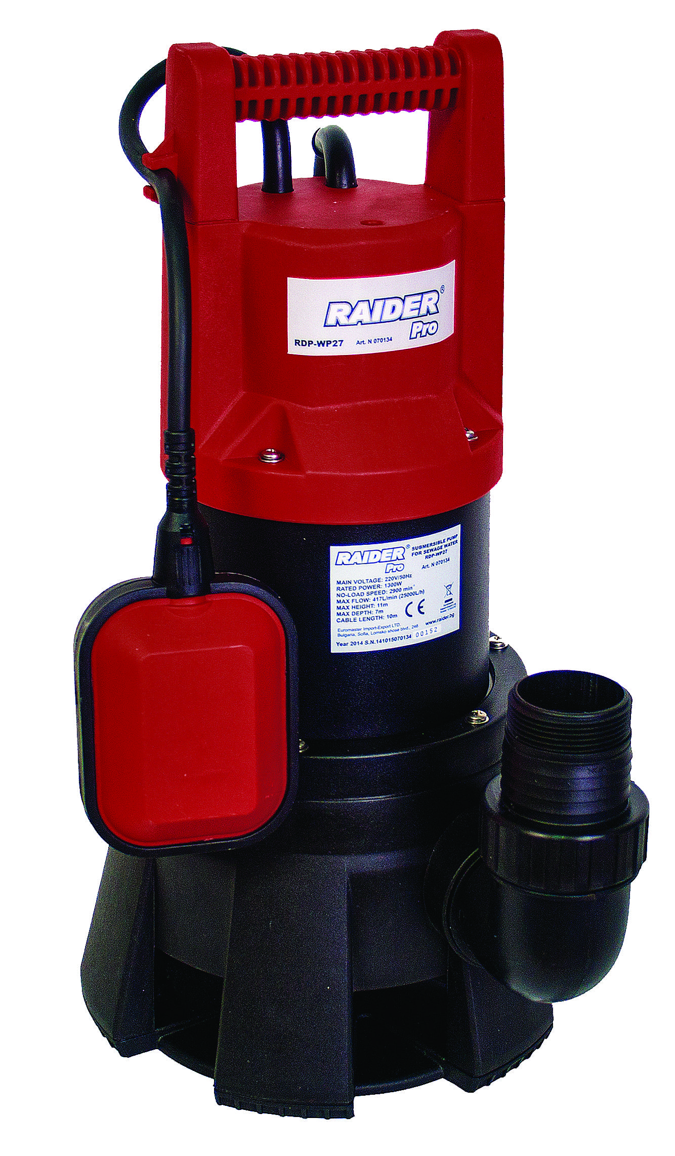 Pompă submersibilă de apăRaider - RDP-WP27, 1300W, 2 max 417 l/min, 11 m