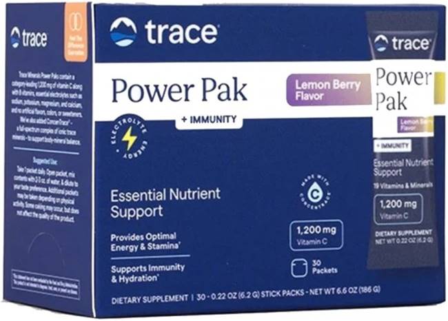 Power Pak + Immunity, lămâie, 30 plicuri, Trace Minerals