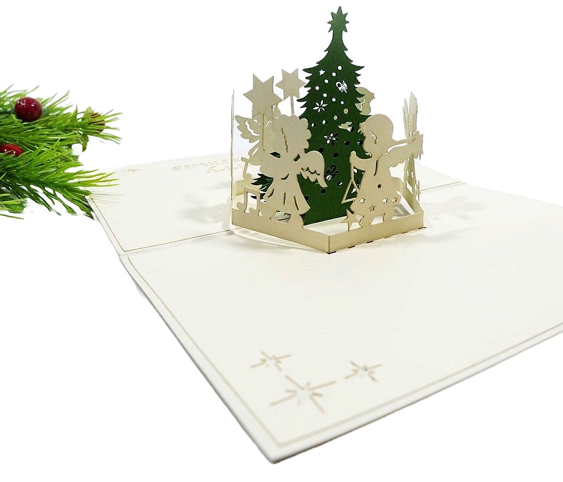 Felicitare Carte de felicitare Kiriori Pop-up - Copac cu îngeri