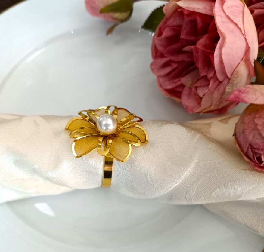 Inele de șervețel  Morello - Gold Flower, 6 buc.