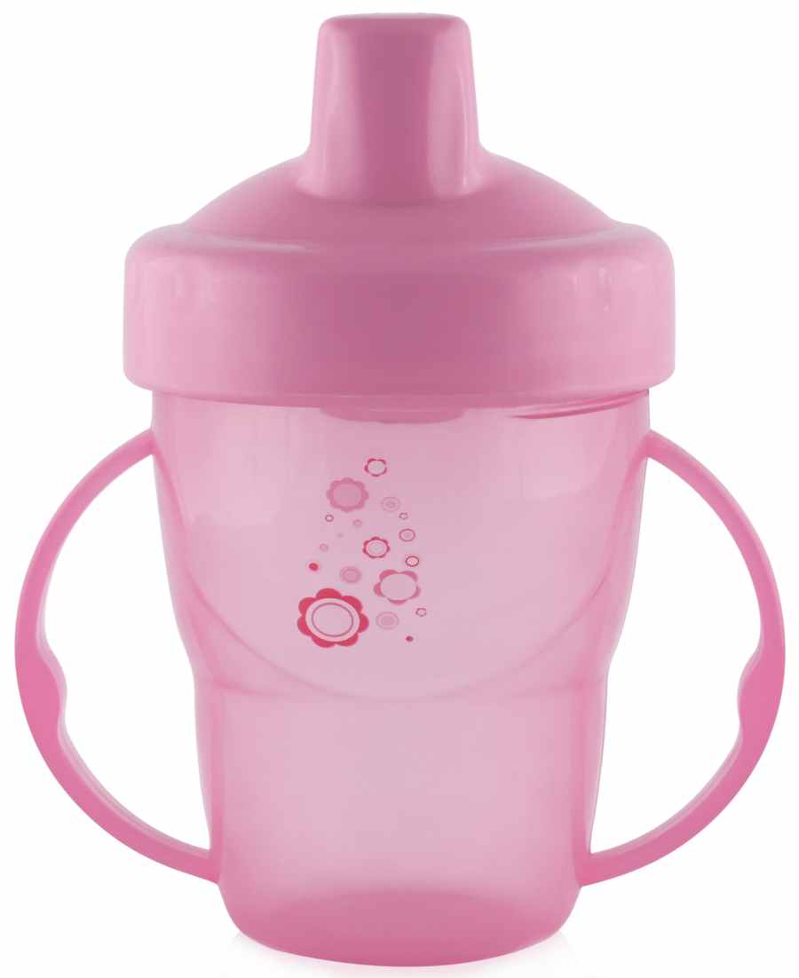 Cană de tranziție cu mânere și vârf tare Lorelli Baby Care - 210 ml, roz