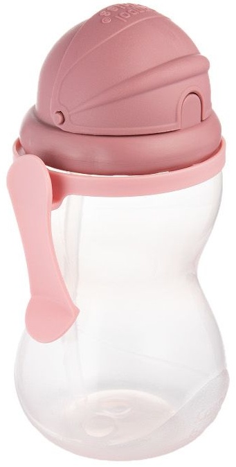Sticlă tranzitorie etanșă cu pai moale Canpol - 370 ml, roz