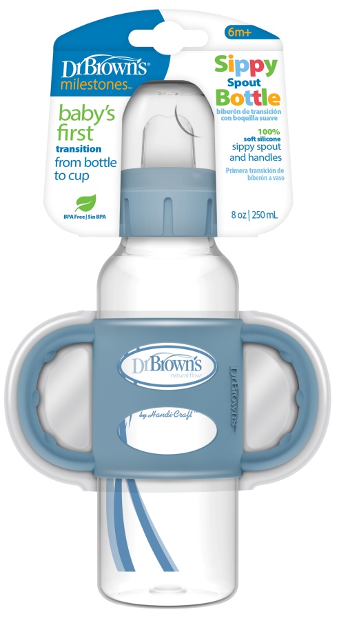 Biberon de tranziție Dr. Brown's - Narrow-Neck Options, 250 ml, albastru deschis