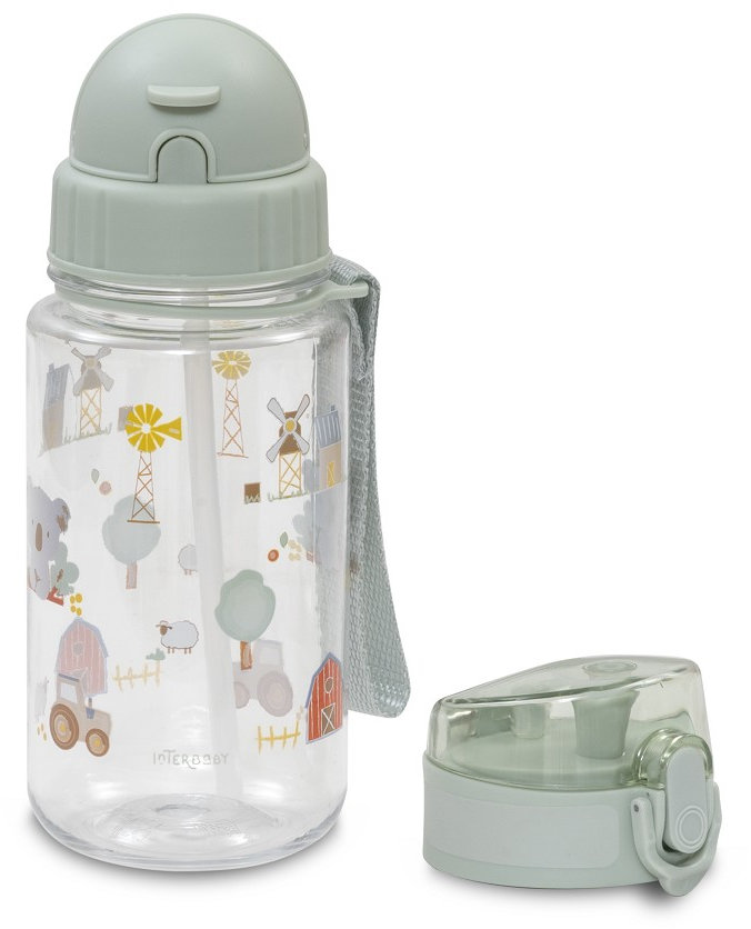 Sticlă de tranziție Interbaby - Granja Koala, 350 ml, verde