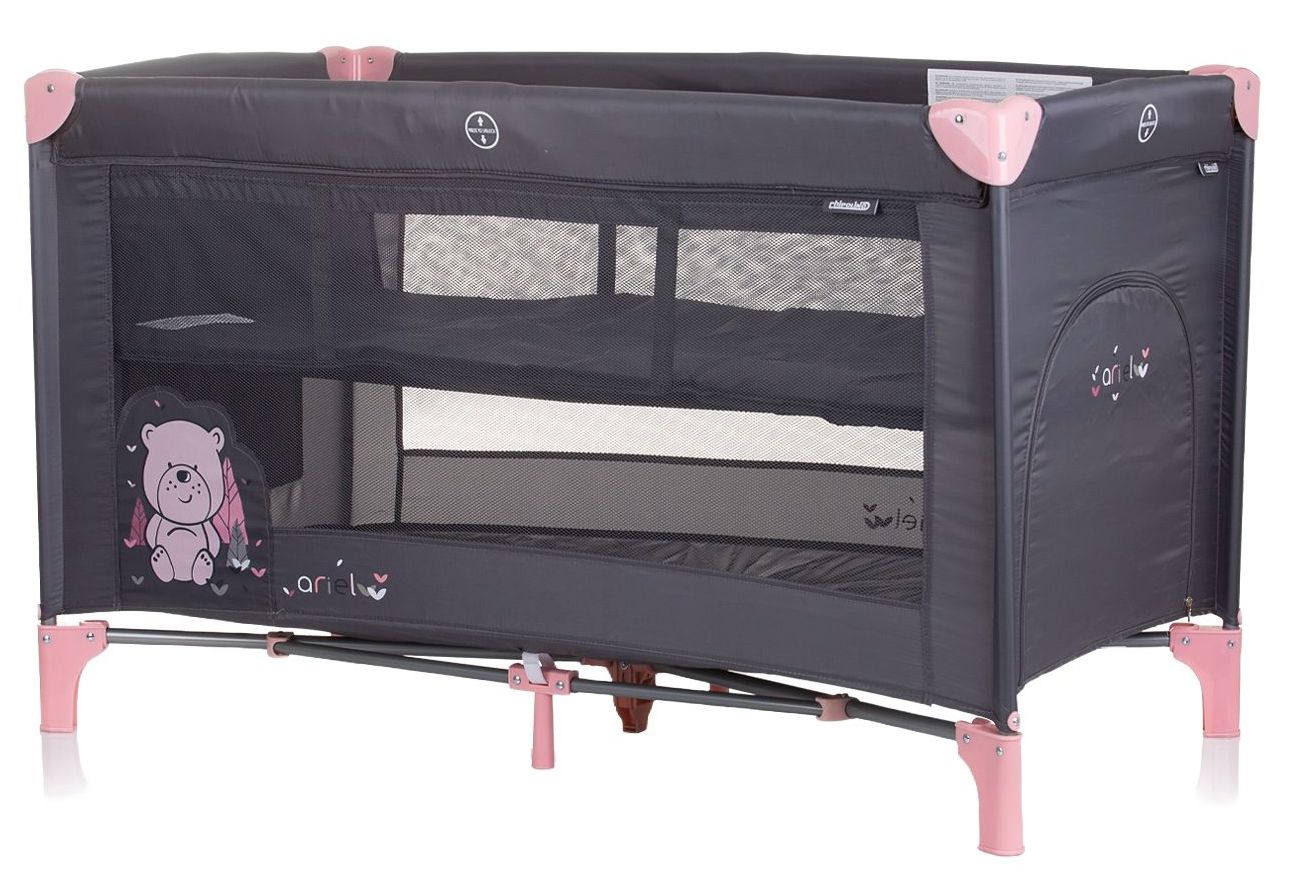 Tarc portabil cu 2 niveluri Chipolino - Ariel, flamingo