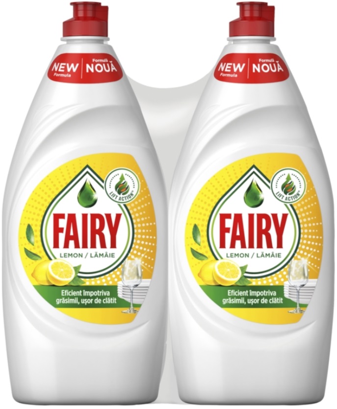 Detergent de vase  Fairy - Lemon, 2x900 ml